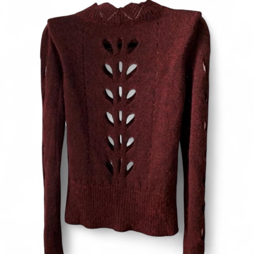 Isabel Marant Cutout Alpaca & Mohair Blend Maroon Sweater